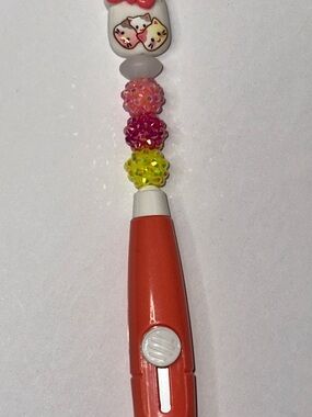 Orange Beaded Cute Cat Box Cutter